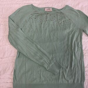 LOFT Mint Green Studded Knit Top